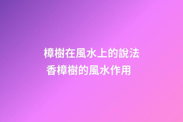 樟樹在風水上的說法 香樟樹的風水作用